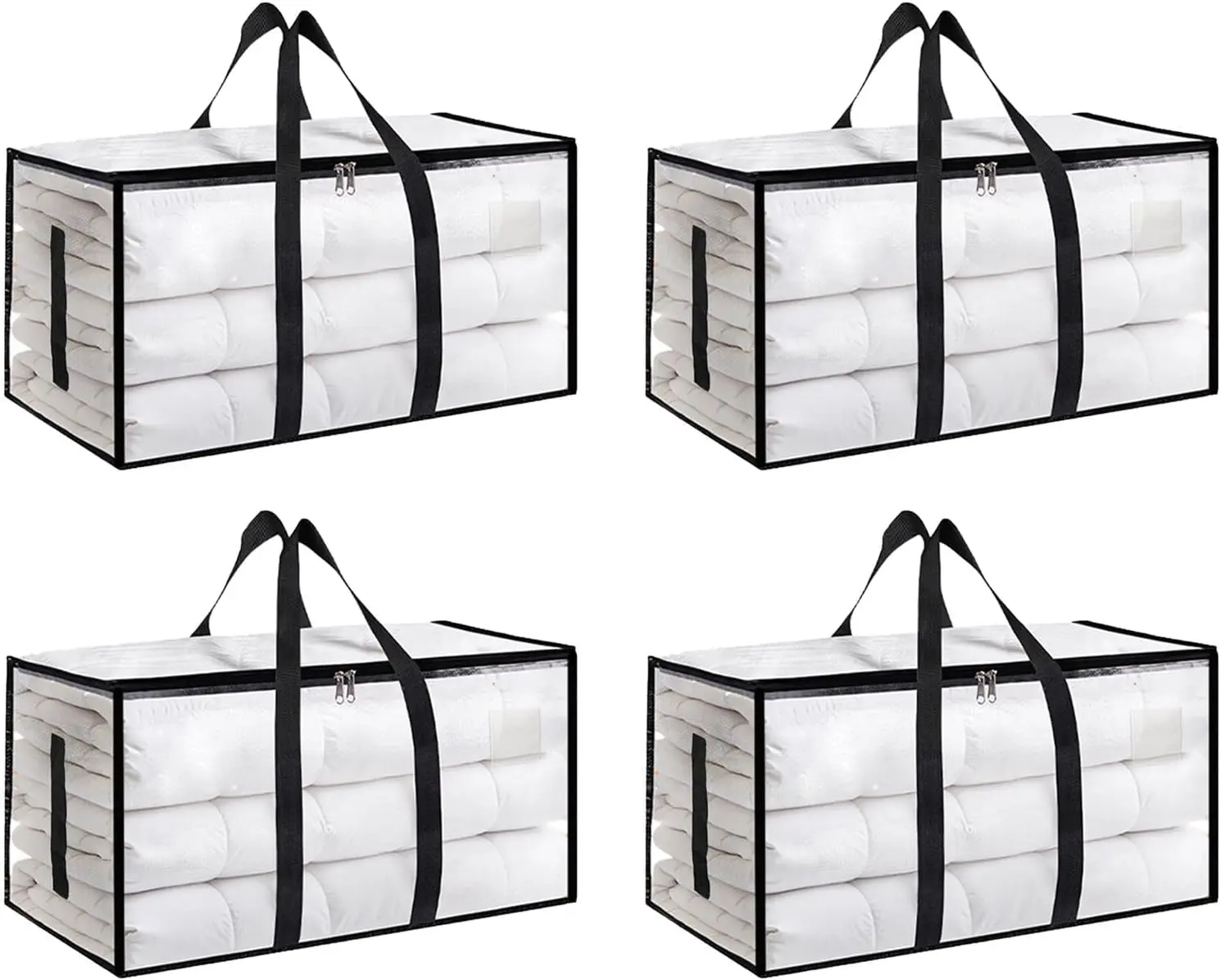 Heavy Duty Pouch Thick Extra Large Portable Multifunctional Storage Bag - Waterproof Storage Organization Organizer with Handles, Zippers, Foldable for College Dorm Pack (Clear)