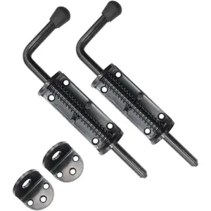 Black 2 Packs 8.5 Inch Heavy Duty Spring  Latch Pin, Sliding Barrel Bolt Door Lock for Chests/Cabinets/Utility Trailer Gate, 2mm Thickened Interior and Outdoor Latch