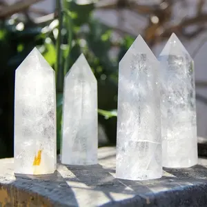 Clear Quartz Tower White Crystal Wand Healing Stone Point Faceted Prism Meditation Therapy Reiki Chakra