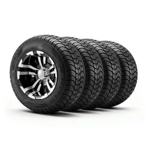 VEVOR Golf Cart Wheels, 10" 205/50-10 Black Aluminum Alloy Golf Cart Tires and Wheels Combo (Set of 4) Fit Club Car, EZGO, Yamaha, 4 Ply Rubber 4-Lug Lawn Mower Tires & Rims, 675 lbs Load, All-Terrai