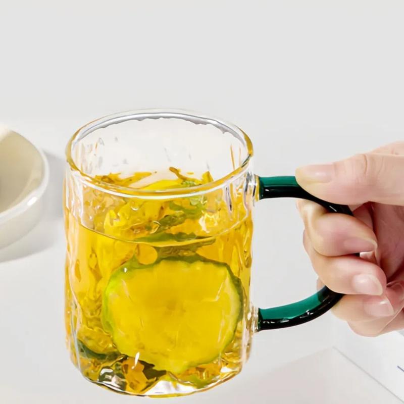 2pcs 10oz Glass Cups with Handle Water Latte Cappuccino Juice Drinking Water Reusable High Borosilicate Glass Modern Tumbler