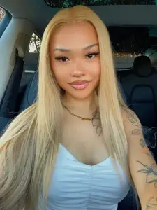 Light Blonde Straight Lace Front Wig for Women, 13x4x1 HD Lace Front, Synthetic Hair, Pre-Plucked, Glueless, 180 Density, 32 Inch