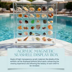 Acrylic Magnetic Seashell Display Box - Transparent Multi-Functional Shell Collection Organizer, Home Decor Storage Case