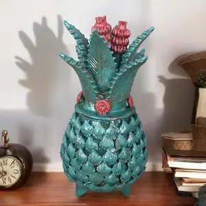 Mexican pottery, Pineapple decor, Mexican decoration, Pineapple sculpture, Glazed clay pineapple, Pottery from Michoacan