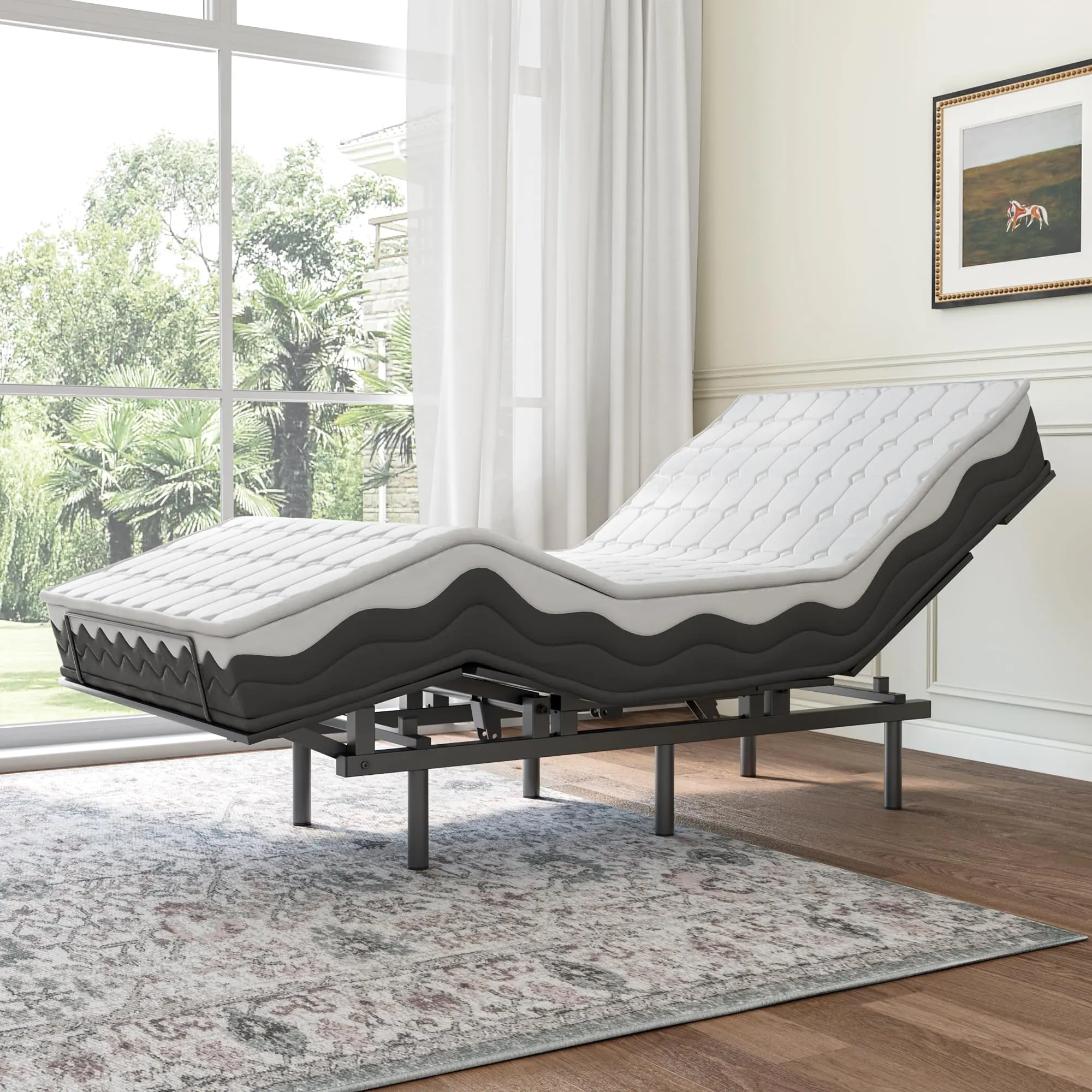 GARVEE Adjustable Bed Frame with Wireless Remote and Memory Function - Adjustable Bed Base with Head and Foot Lift Incline for Optimal Comfort - Features Zero Gravity and Quiet Motor for Relaxation, Reading, and Backache Relief [Twin]