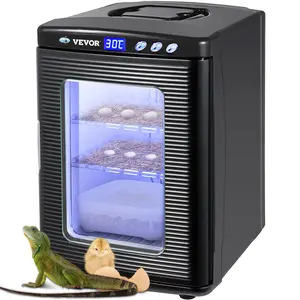 VEVOR 25L Black Reptile Egg Incubator & Hatcher, 5-42°C Scientific Heating, Bright LED Digital Display, Home Use for Small Animals