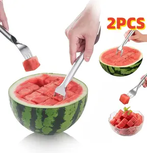 Stainless Steel Watermelon Slicer - 2-in-1 Cutter & Fork, Perfect for Dicing & Serving, Kitchen Essential Vegetable Kitchenware , christmas gifts