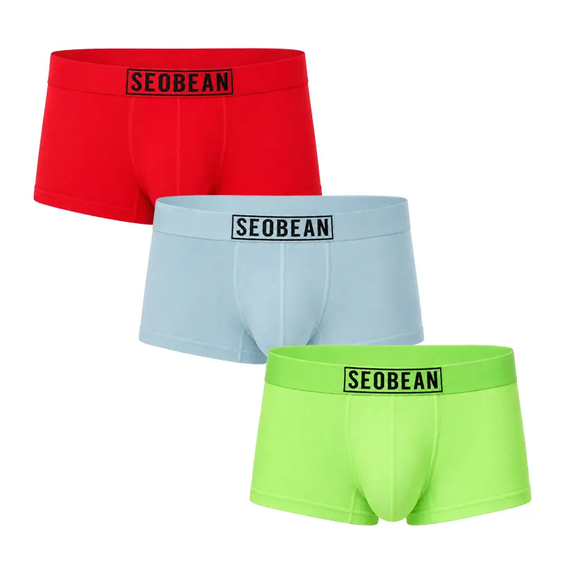 SEOBEAN Men's Low Rise Cotton Stretch Knit Boxers/Trunks - Soft, Breathable, Lightweight Knitted Underwear with Spandex for Gym Workout, Daily Wear (Multi Color-230203)