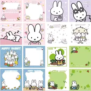 Cute Miffyi Rabbit 80 Sheets Post-it Sticky Notes | Adhesive School Messaging Cartoon Bunny Merchandise