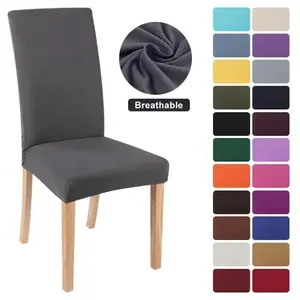 Elastic Solid Color Adjustable Chair Cover Spandex Stretch Slipcovers Chair Seat Covers Kitchen Dining Room Wedding Banquet Home Dining Chair Protector