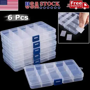 Clear Jewelry Storage Boxes 6 Pack Craft & Bead Organizer Containers