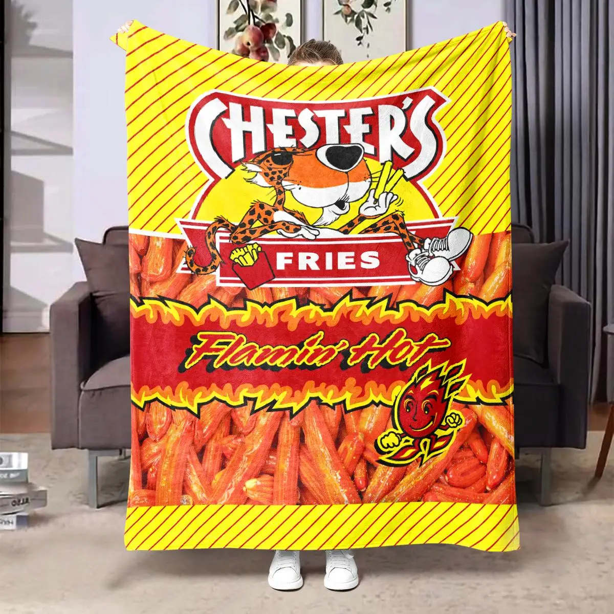 Potato Chips Pattern Blanket, 1 Count Casual Soft Comfortable Warm Throw, Air-conditioned Room Blanket, Warm Nap Blanket for Home Office Travel