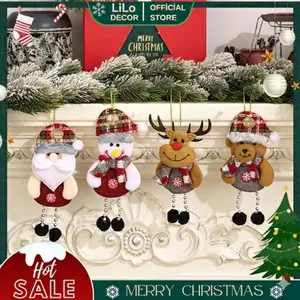 Santa Claus, Snowman, Reindeer, and Long-Leg Bear Hanging Ornaments, Cute Christmas Decoration Accessories for Holiday Party and Festive Home Decor