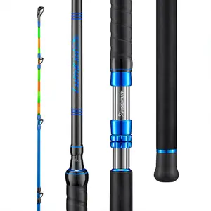 PISCIFUN LED LumiCat II Catfish Rods 2 Piece Casting Rods 7.6' Baitcasting Rod with CR425 Battery & IM7 Carbon Hybrid Body for Night Fishing