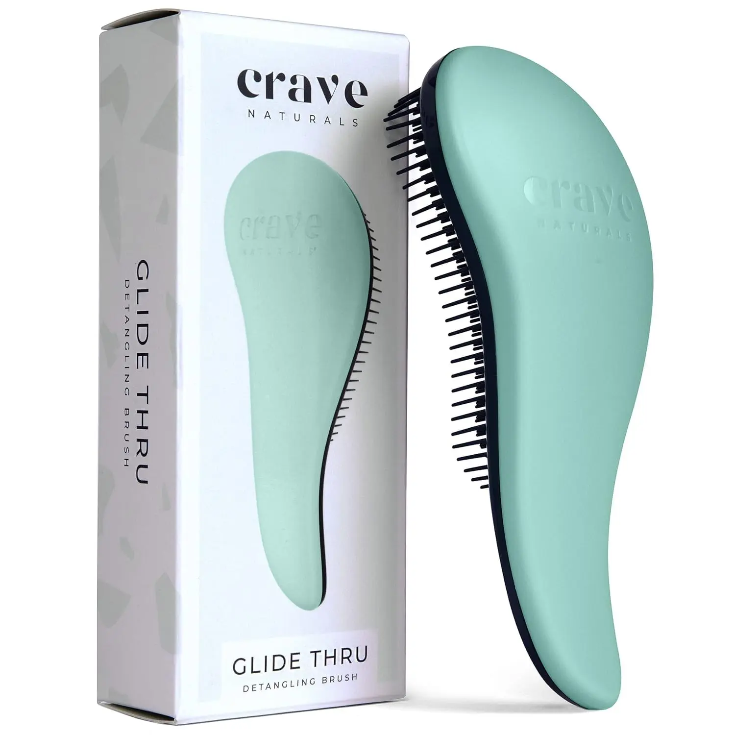 Glide Thru Detangling Brush by Crave Naturals - Tangle-Free Hairbrush for Curly and Straight Hair - Gentle Detangler for Kids, Teens, and Adults - Wet and Dry Hair Care - Travel-Friendly, Turquoise Crave Naturals
