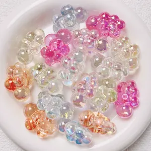 15pcs 25mm AB Colored Beads - Transparent Straight Holes for Jewelry Making, Bracelets, Necklaces, Keychains - Handmade Materials, Acrylic Beads for Jewelry Making, Beads for Jewelry Making, Keychain Accessories, Iridescent Beads, DIY Beads