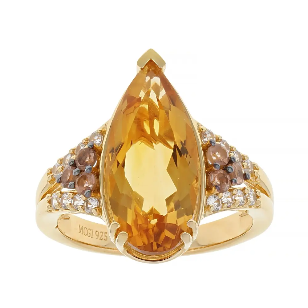 JTV Yellow Citrine, Black Rhodium And 18K Yellow Gold Over Sterling Silver Ring 4.93ctw