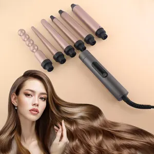Professional 6 in 1 Curling Iron Set, Home Use Electric Curling Wand for Wet and Dry Styling, Versatile Hair Tool Kit