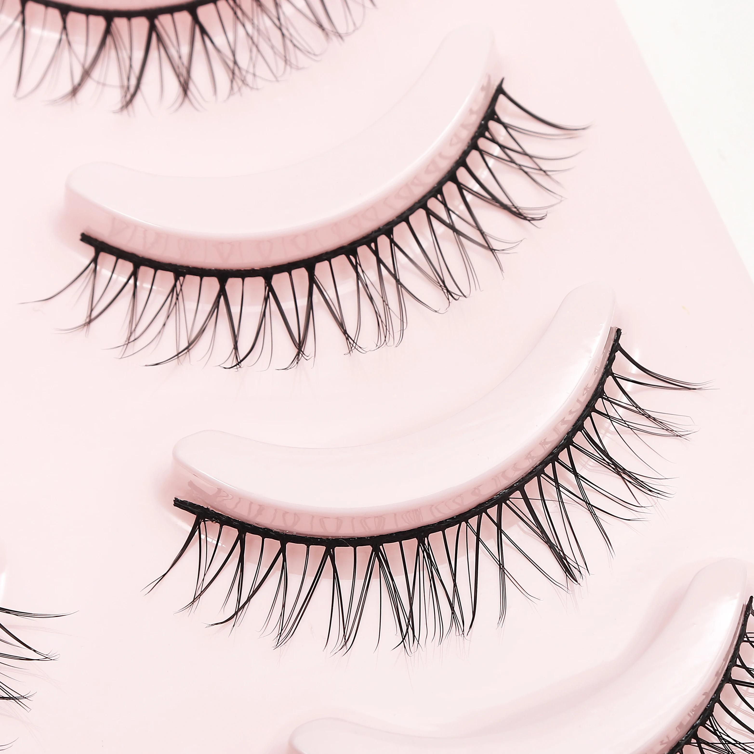 Fake Eyelash Anime Lashes 5 Pairs Little Devil Eyelashes Natural Daily Makeup Manga Eyelashes Clear Band Eyelashes