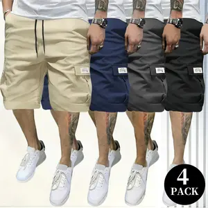 Men's Casual Cargo Shorts 4-Pack – Lightweight Multi-Pocket Summer Shorts