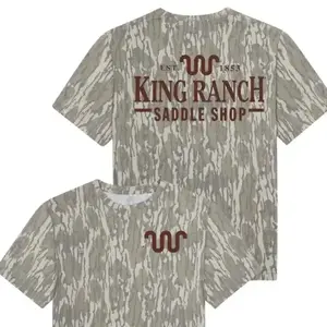 King Ranch Saddle Shop Mossy Oak Logo Adult T-Shirt 3D Camo, Hunting Shirt, 3D T Shirt Mossy Oak, Retro Camo, Gift for Him, for Boyfriend