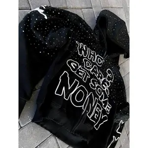 2025 European and American street style dark letter printed hoodie