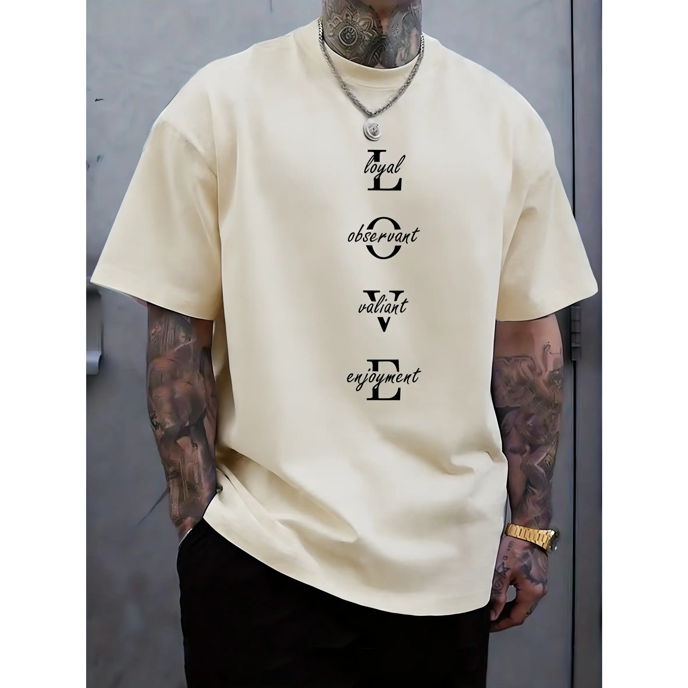 100% cotton men's plus-size short-sleeve T-shirt, stylish and versatile, breathable, suitable for daily wear