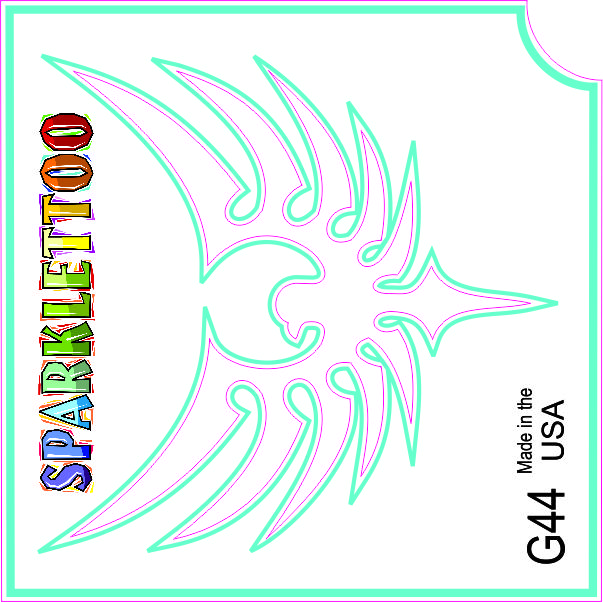 212 MAIN Men's Glitter Tattoo Stencil Set (100-Pack) - G44 Ruby Red Paint, 2x2 in 3-Ply Tribal Wing Design, Glitter Effect, Vibrant Special Occasion Costume & Accessory Accent