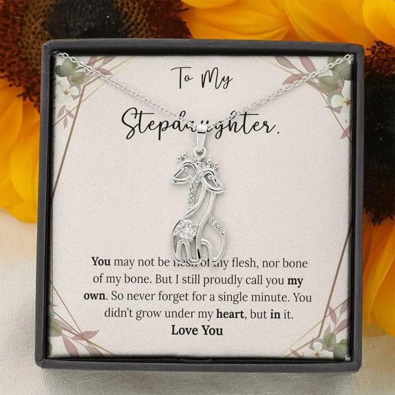 Stepdaughter Giraffe Necklace,Gift for Step Daughter,Stepdaughter Necklace Gift from Step Mother,Step Daughter Birthday Gift, Anniversary Gift, Necklace Jewelry With Message Card & Box