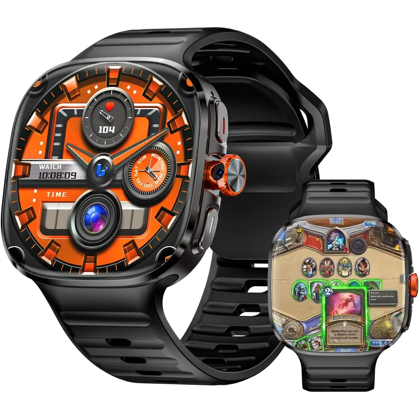 LOKMAT Sporty 4G SIM Card Android Smartwatch for Men - 2.16'' AMOLED Large Screen, 3GB RAM+32GB Memory, Rotatable Camera, WiFi, GPS, 1150mAh Battery, NFC, Voice Control, Multi-Sports, Mobile Recording, Remote Monitoring, Calorie Tracker Wearable Device