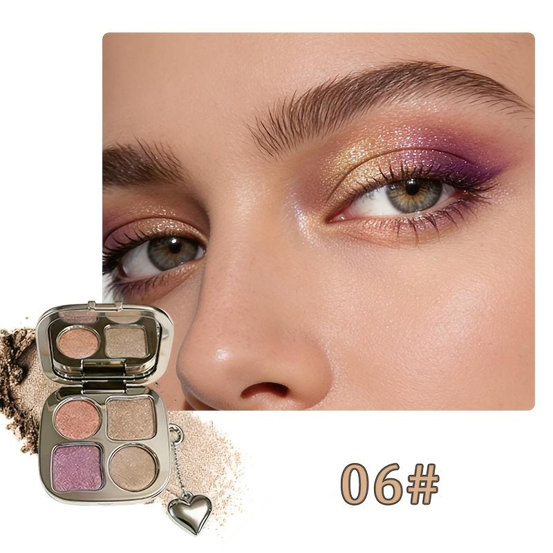4-Color Shifting Eyeshadow & Blush Palette - Buildable Shimmer Highlighter with Blue, Purple, Red & Gold - Perfect for Winter Galas, Valentine’s Dates & Gift Giving！
