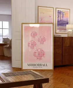 Mirrorball Folklore Poster Wall Art, Aesthetic Home Decor Pink