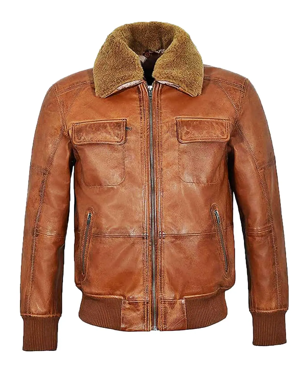 MotorCycleJackets Mens Aviator Shearling Bomber jacket