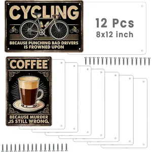 12 Pcs 8"x12" Sublimation Metal Sign Blanks, Aluminum Signs Blanks Bulk Products, 0.45mm Metal Sublimation Aluminum Sheets with Holes for DIY Photo Yard Sign Home Wall Decor