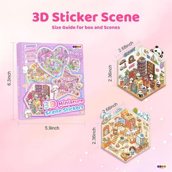 Easter Gift New Year 2026 Gift DIY 3D Sticker Scenes 20 Sets of Stickers for Girls Make Your Own Mini Shop House Scene Stickers for Kids Cute Fun Cartoon Animal Sticker