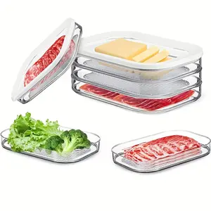 Food Grade Sealed Container with Lid, No Power Needed, Dual/triple Layer Transparent Food Storage Box, Refrigerator Organizer, Rectangular Shape, Meal Prep Containers, Plastic
