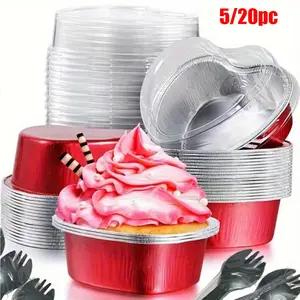 5/20 heart-shaped aluminum foil baking tray with cover, rust-proof, durable and heat-resistant heart-shaped cake mold, Bakeware, suitable for Valentine's Day, wedding, birthday, parties