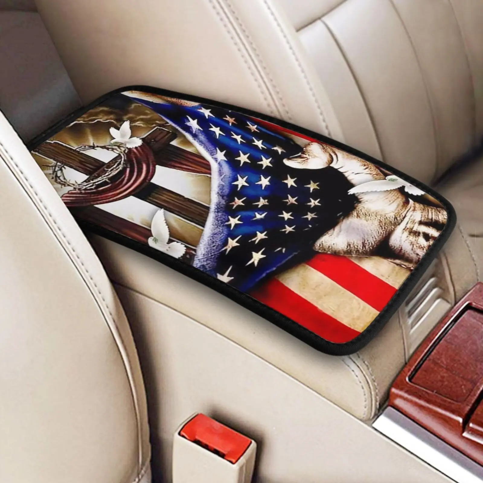 American Pastoral Pattern Car Console Cover, Armrest Pad, Armrest Cushion, Console Protector, Suv Truck Vehicle Armrest Pillow, Automotive Interior Cushion, Armrest Cover For Car