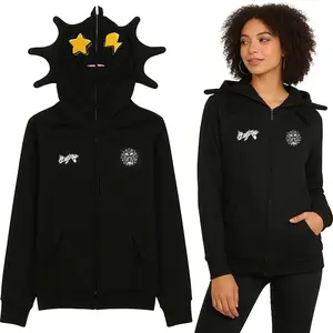 Y2K Unisex Oversized Zippered Hoodie Jacket - Grunge Harajuku Letter Print Sweatshirt Long Sleeve Polyester Streetwear with Full-Zip Closure Round Neck Casual Pullover for Men & Women Fall/Winter Warmth Funny Graphic Hooded Sweatshirt