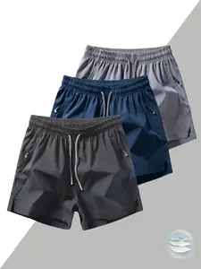 Men's stylish shorts with drawstring waistband, zippered pockets, quick-dry breathable fabric, suitable for spring and autumn wear