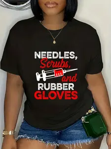 100% Cotton Needles Rubber Gloves Phlebotomy Technician Phlebotomists T-Shirt Short