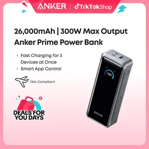[Live Only] Anker Prime Power Bank, 26,250mAh 3-Port Portable Charger with 300W Max Output, Two-Way Charging, TSA-Approved, App Control, for MacBook, iPhone 17/16 Series, and More (Base Not Included)