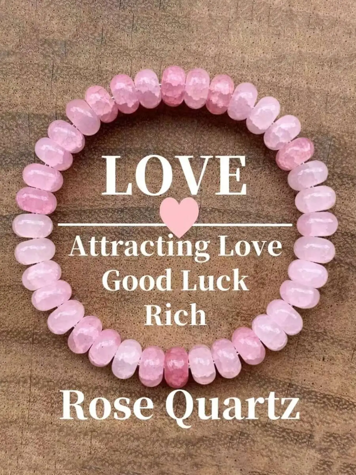 1pc Handmade Rose Quartz Crystal Chakra Beaded Elastic Heart Shaped Bracelet - Spiritual Bracelet - Love Stone Symbolizing Romance And True Love, Healing Crystal Jewelry, Valentine's Day & Birthday Gift For Women, Men
