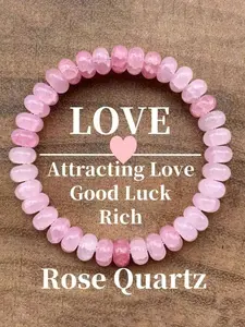 1pc Handmade Rose Quartz Crystal Chakra Beaded Elastic Bracelet - Spiritual Bracelet - Love Stone Symbolizing Romance And True Love, Valentine's Day Gift For Girlfriend And Mom - Birthday Gift For Men And Women Romantic Bracelet