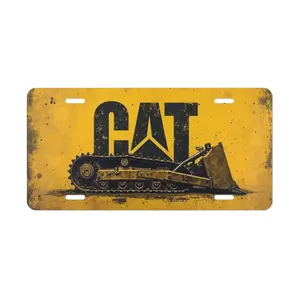 Caterpillar Yellow/Black PRINT License Plate Freemason Car Tag Truck Accessories booster license Plate Heavy Equipment Gift for Him