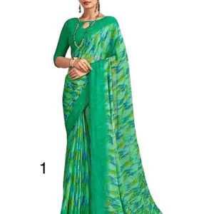 Chiffon Saree with fals and piko done Chiffon Saree with fals and piko done