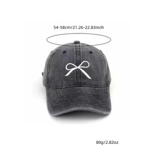 Women's Bowknot Embroidered Baseball Cap – Casual Outdoor Sports Hat, Adjustable Fit, Lightweight Comfortable Design, Stylish Fashion Accessory for Daily Wear, Travel, And Street Style Knit Heart beanie wool western newsboy unisex denim Black Flatbill