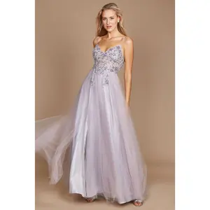Dylan & Davids Long Jeweled Beaded Tulle Prom Dress