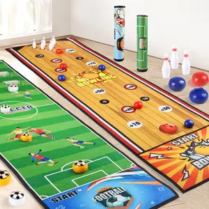 Sports Game Mat Set - Bowling & Soccer Indoor Activity Mats With Balls, Pins & Targets For Physical Exercise, Hand-Eye Coordination & Competitive Play,