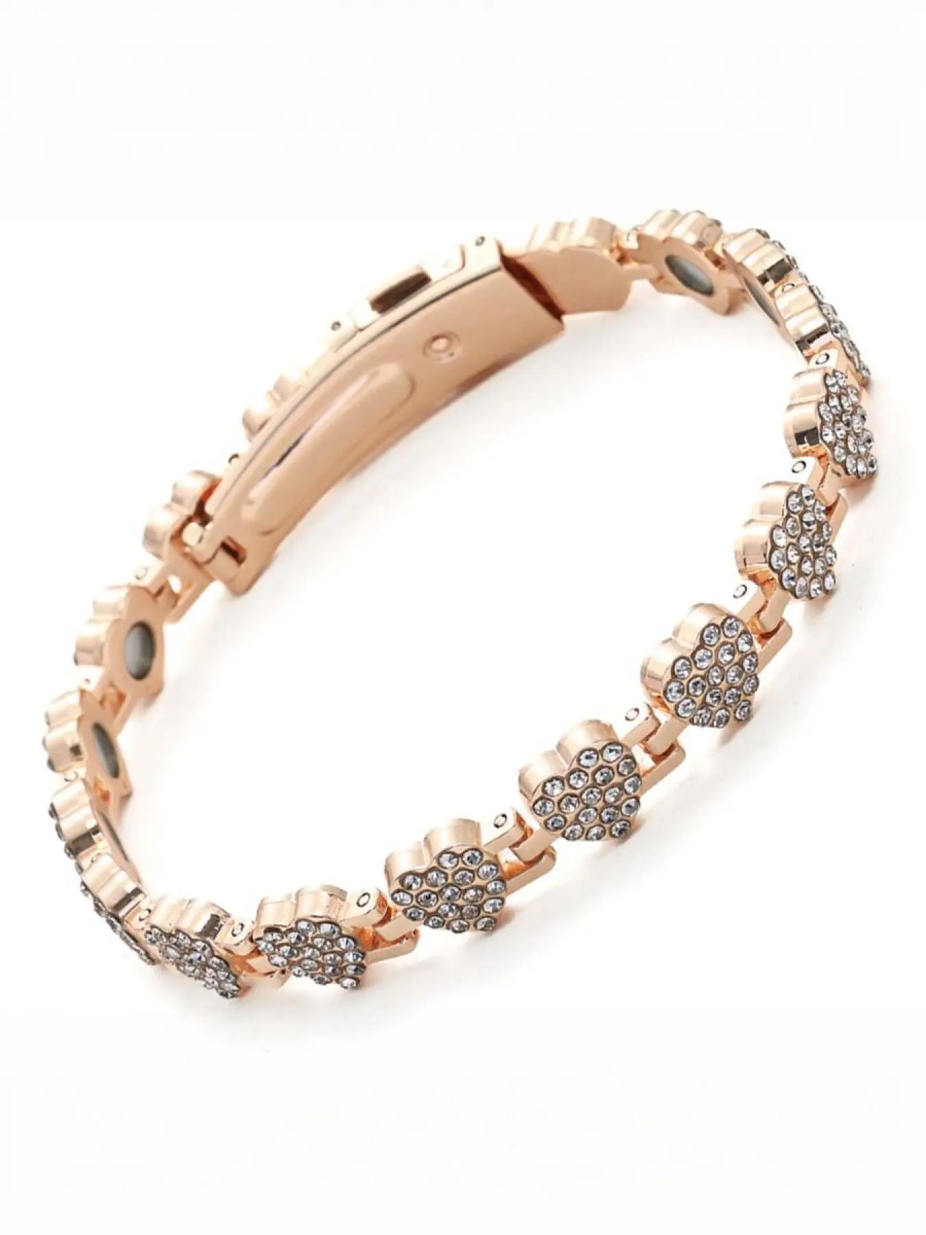 Rose gold magnetic bracelet, fashionable and luxurious, with a peach-shaped heart and copper color, full diamonds, single row of magnetic bracelet for couples, Elegant Jewelry Bracelet, High quality bracelet, Exquisite bracelet
